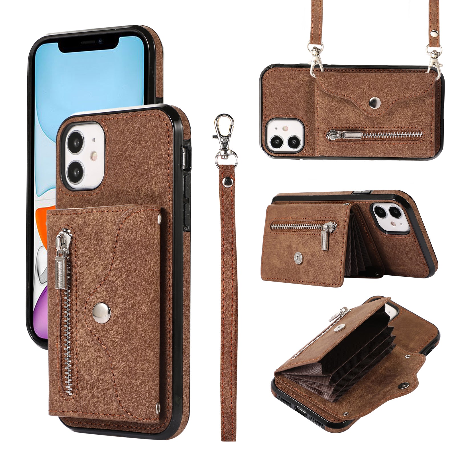 PU Leather+TPU Cover for iPhone 11 RFID Blocking Card Bag Phone Case with Kickstand PU Leather+TPU Cover for iPhone 11 RFID Blocking Card Bag Phone Case with Kickstand
